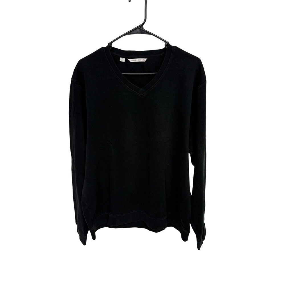 Cutter & Buck Mens V-Neck Pullover Sweater Black Long Sleeve Size Large L/G